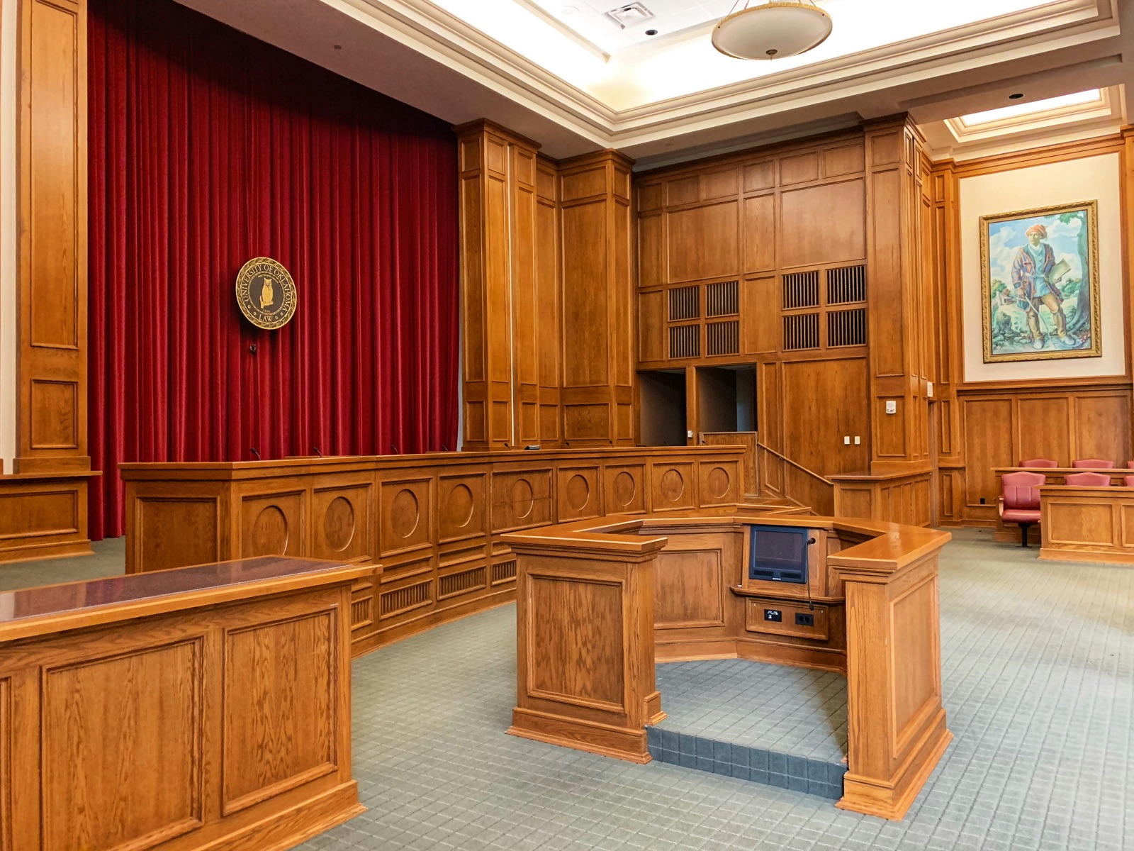 A courtroom interior, representing legal nurse consulting for attorneys